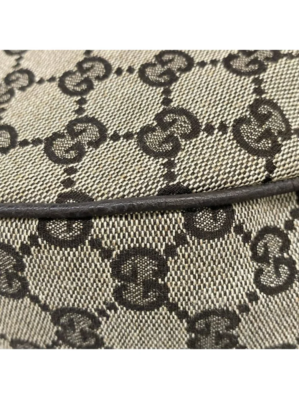 Gucci Shoulder Bag GG Pattern Dark Brown Beige Leather - Picture 6 of 15